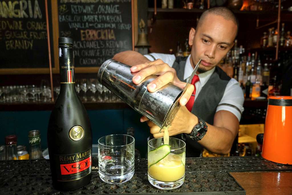 Hooch's Cedric Cello mixing up cocktails for the night